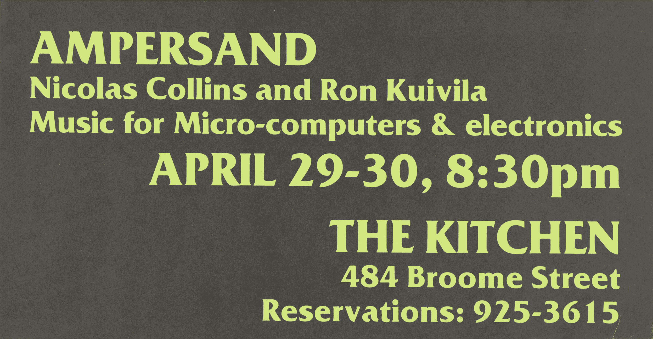 Memories, No Reflections: Music for Micro-computers and Electronics, 1980