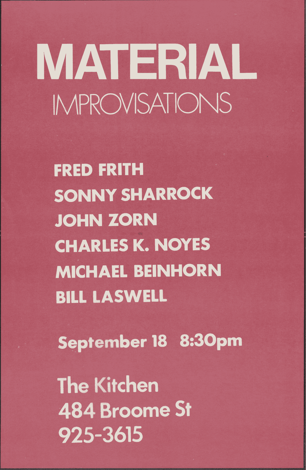 Material Improvisations, 1981